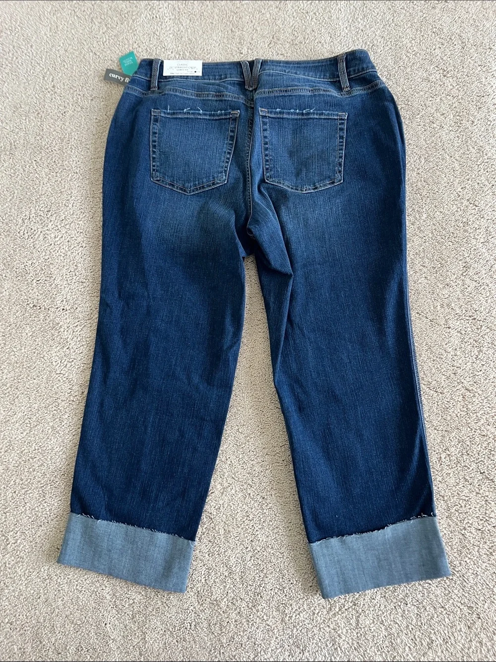 Maurices Cropped Cuffed Jeans 14W High Rise Super Stretch Curvy Fit - Picture 2 of 8